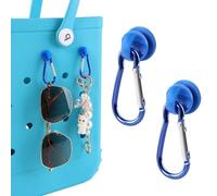 Vagocom 2Pcs Hooks Set Charms Accessories for Bogg Bags and Simply Southern Bag - Insert Hook Holder with Small Key Chain Clip for Beach Tote(Blue)