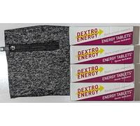VAgooddeals 4x Dextro Blackcurrant Flavour Energy Tablets - Fast-Absorbing Glucose for Instant Energy - Bundled Lightweight Wrist Running Pouch (one size, Blackcurrant)
