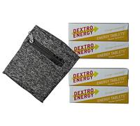 VAgooddeals 4x Dextro Orange Flavour Energy Tablets - Fast-Absorbing Glucose for Instant Energy - Bundled Lightweight Wrist Running Pouch