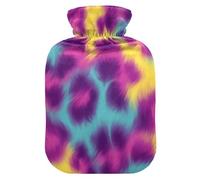 Vague Colorful Leopard Print hot Bottle Water Bag with Soft Cover, 2L Water Bags for Tummy Warmer, Hand Feet Warmer