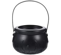 Vague Trick or Treat Cauldron Mini Cauldron Halloween Candy Pot Witch Decoration Pumpkin Bucket Skull