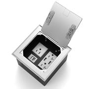 Vagueior Recessed Flat Hidden Floor Electrical Outlet Box Kit,Stainless Steel Cover with 2 * 20A+ 1 * 15A Receptacle Outlet,+2 * 5V/4.8A USB Port+1*RJ45 Port,UL Certified,Silver