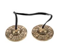 Vaguelly 1 Pair Brass Tingsha Cymbals with Intricate Designs, Sturdy and Versatile Musical Bells for Celebratory Events and Meditation, Visually Appealing Hand Percussion