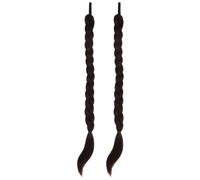 Vaguelly 1 Pair Brown Braided Ponytail Extension Elastic Tie, Soft Synthetic Hairpiece for Women Daily Wear, Natural-Looking Boho Braids Hair Extensions