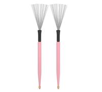 Vaguelly 1 Pair Wire Brush Drum Brush Maple Wooden Handle Carbon Steel Sturdy Non-slip Easy to Carry Jazz Drum for Performance Music Use