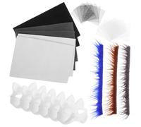 Vaguelly 1 Set Diy Cat Face Mask Kit: Paintable Blank White Masks With Felt Fabric And Mesh For Halloween Cosplay Masquerade Party