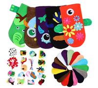 Vaguelly 1 Set Hand Puppet Making Kit DIY Craft Supplies with Felt Materials Pompoms Googly Eyes for Creative Puppet and Role Play Activities for Beginners and Experienced