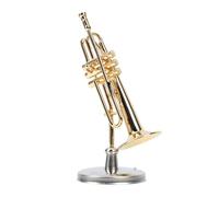 Vaguelly 1 Set Miniature Trumpet Model with Case and Base Decorative Musical Instrument for Photography and Wind Instrument Enthusiasts