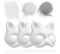 Vaguelly 1 Set Unique Cat Masks Blank Craft Mesh Paper Masks for Adults Decorate and Paint