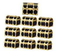 Vaguelly 10 Pcs Mini Pirate Treasure Chests Plastic Storage Boxes with Lid for Collectibles Party Favors Halloween Birthday Decorations Black and Gold
