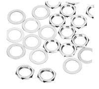 Vaguelly 10 Sets Guitar Input Socket Nut Washers Professional Metal Gaskets Alloy Silver Not Easy to Paint off Easy to Replace Worn Parts Suitable for Electric Guitar Accessories