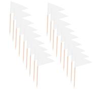 Vaguelly 100pcs Mini Blank Toothpick Flags with Sturdy Triangular White Flags for Fruit Cheese Markers Cocktail Cupcake Toppers Appetizer Food Labeling and Party Decorations