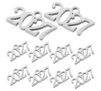 Vaguelly 10pcs 2027 Number Charms in Silver Stainless Steel, Mini Metal Pendants with Smooth Edges and Metallic Luster, Easy to Use and Stackable for Earrings and Keychains, for Craft
