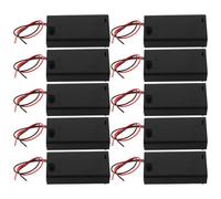 Vaguelly 10pcs Aa Battery Holder Case with On/off Control and Leads, Plastic and Alloy Material, Complete Enclosure Design, Easy to Install for Electronics Circuits and Outdoor Use