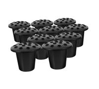 Vaguelly 10pcs Black Plastic Cemetery Flower Container with 16 Holes for Artificial and Fresh Flowers, Safe and Practical Memorial Vase for Graveside Decoration