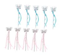 Vaguelly 10Pcs Butterfly Fairy Wands with Ribbon Magical Sticks for Dress-up Birthday Party Halloween Cosplay Pretend Play Accessories Random Color