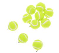 Vaguelly 10pcs Mini Tennis Ball Charms 2cm for Jewelry Crafting | Green Alloy Flocking Finish, 3d round Shape with Loops, for Keyrings, Bead Cords, Gifts and Mix-and-match Projects