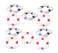 Vaguelly 10pcs Miniature Life Ring Models, Small Red and Blue Swim Ring Props, Mediterranean Style Dollhouse Ornaments for Mini House Decoration and Crafting