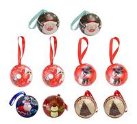 Vaguelly 10pcs Tinplate Candy Ball Containers with Hanging Rope Iron and Cloth Material Christmas Tree Decorations and Party Favor Storage Boxes for Cookies Chocolates Small