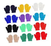 Vaguelly 12pairs Childrens Winter Warm Gloves Solid Knitted Acrylic Mitten Boys and Girls Thermal Gloves for Outdoor Play