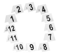 Vaguelly 12pcs Acrylic V-shaped Double Sided Theme Number Markers White Desk Number Restaurant Accessory for Detective Themed Games and Crime Scene Props