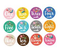 Vaguelly 12pcs Baby Month Sticker Milestone Stickers for Newborn Infant Monthly Photo Props Baby Shower