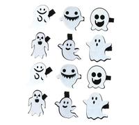 Vaguelly 12Pcs Halloween Hair Clips Ghost Pattern Lightweight Cartoon Hairpins for Boys Party Accessories Black