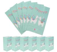 Vaguelly 12pcs Kraft Paper Candy Bags with Square Bottom, Adorable Alpaca Patterns, for Alpaca Themed Party, Packaging Snacks and Small, Light Green Party Paper Bags