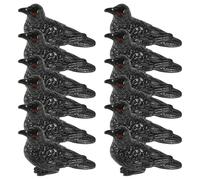 Vaguelly 12pcs Mini Halloween Crows Raven Bird Figurines Miniature Resin Crow Ornaments Statue Craft for House Halloween Scene Decor