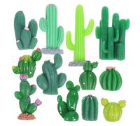 Vaguelly 12pcs Miniature Resin Cactus Decorations Maintenance Desert Scene Micro Landscape Accessories for Desk Window Sill Office DIY Garden Charm