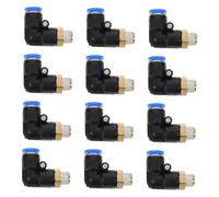 Vaguelly 12pcs Pneumatic Right Angle Quick Connectors Elbow Fittings for Air Water Hose Tubes High Pressure Resistant PU PE Compatible Connectors in Black
