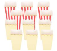 Vaguelly 12pcs Red Pattern Paper Popcorn Boxes with Gold Foil Edges, Large Square Foldable Popcorn Buckets for Movie Night, Party Snack Containers and Fried Food Holders