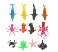 Vaguelly 12Pcs Simulation Animal Models for Learning Fish Tank Decorations Realistic Ocean Creatures Including Whales Sharks Crabs More Figures