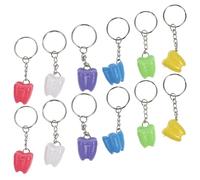 Vaguelly 12pcs Tooth Souvenir Box with Plastic and Alloy Material, Toothshaped Keepsake Containers that Attach to Bags Or Keys, for Family Rituals and Traveling
