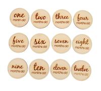 Vaguelly 12pcs Wooden Monthly Cards for Newborn Photography Memory Keepsake Discs for Tracking Growth for Celebrating First Year Moments
