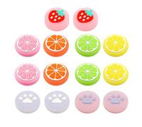 Vaguelly 14Pcs Luminous Fruit Thumb Caps for Switch Controller, Anti-Slip Silicone Cat Claw Thumb Grips with Glow Strawberry and Colors, Replacement Joystick Stick Covers for Gaming