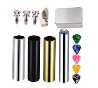 Vaguelly 14pcs Stainless Steel Guitar Slide Kit with Thumb Finger Picks and Finger Tip Protectors Guitar Accessories Set