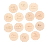 Vaguelly 14pcs Wood Discs for Newborn Photography Safe and Cards for Growth Tracking Adorable Keepsake Decoration for Shower and Nursery