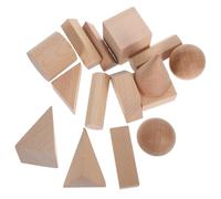 Vaguelly 15Pcs Natural Beechwood Geometric Educational for Stacking Game for Classroom Manipulatives for Math and Sorting Activities
