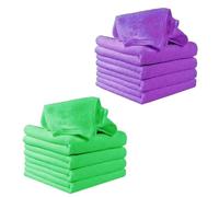 Vaguelly 16pcs Nano Water-Absorbent Microfiber Towels Green Purple 25x25cm Square Face Cleaning Cloths for Travel Baby Feeding and Home Use