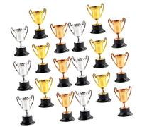 Vaguelly 18pcs Mini Plastic Trophy for Competitions Winner Awards Game Props Party Decorations for Football Basketball Talent Shows Lightweight Safe Trophies Gold Silver and Bronze