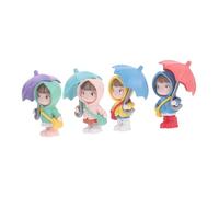 Vaguelly 1set Girl Doll with Umbrella Outdoor Accessories Patio Dollhouse Garden Ornaments Artificial Garden Decor Decoration Mini Tiny Umbrella Figurine Figurines with Umbrellas Resin 4pcs