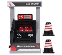 Vaguelly 1Set Miniature Gas Station Model with Roadblocks Realistic DIY Gas Station Toy for Boy Girl Interactive Plaything for Imagination and Creativity Safe and Assembly Model