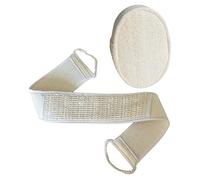 Vaguelly 1set Natural Loofah Bath Kit with Back Rub Strip Exfoliating Towel Long Bathing Towel with Hand Pulling Strings for Comfortable Shower Experience Beige