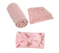 Vaguelly 1set Newborn Photography Prop Blanket Wrap Bow Headband Mat Soft Swaddle for Comfortable Photoshoots and Memory Making