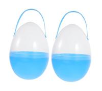 Vaguelly 2 Pc Jumbo Easter Eggs with Handles Large 25cm Plastic Containers Easter Egg Holder Portable Fillable Sky-blue