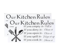 Vaguelly 2 Pcs Kitchen Rules Wall Sticker English Letters Sticker PVC Self-Adhesive Reusable Removable Decal for Kitchens and Cooking Classes 22.79 X 11.4 X 0.02 Inch