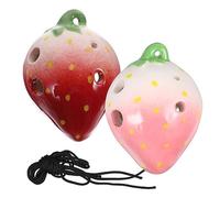 Vaguelly 2 Pieces 6-hole Strawberry Shaped Ocarina Wind Instrument for Children Beginner Practice with Red and Pink Colors, Portable Musical Toy Suitable for Boys and Girls and Students Random Color