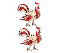 Vaguelly 2 Sets Educational Wooden Rooster Jigsaw Puzzle for Creative Hand-eye Coordination Plaything Cognitive Puzzle Gift