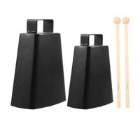 Vaguelly 2 Sets Metal Cowbell Hand Percussion Instrument with Handle Stick Loud Noise Maker for Music Classes Sporting Events Weddings and Concerts